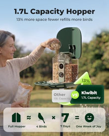 Solar Bird Feeder with Camera, 4K Auto Focus, Kiwibit Bird Feeder 2 Pro
