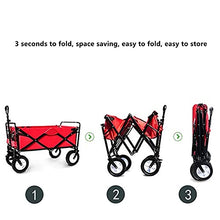 Folding Wagon, Utility Trolley Outdoor Cart,with Rubber Universal Wheels,for Camping Garden Beach All Terrain with Side Bag