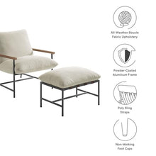 Modway Raya Outdoor Patio Sling Chair and Ottoman Set Ivory