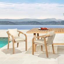 Armen Living Cypress Modern Outdoor Patio Dining Chair Set of 2 Ivory