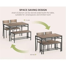 FURUIM2024M Dining Table Kitchen Table 2 Chairs for 4 Bench 4 Piece Dining Table Set for Small Space Apartment Table and Chairs Dining(Black)
