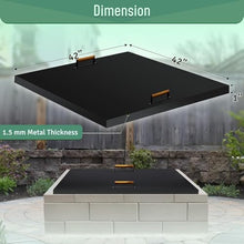 FEBTECH - 42" Fire Pit Lid Square - 1.5 mm Square Fire Pit Cover Fits 40"