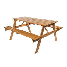 JONATHAN Y Shoreham Eucalyptus Wood Outdoor Picnic Table, 59", Teak Brown