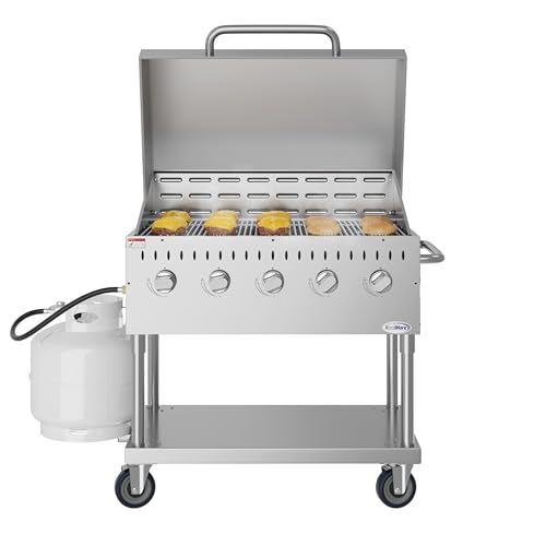 36 in. Commercial Outdoor Propane Gas Grill With Roll Dome Cover in Stainless-Steel (CGKIT3-36D)