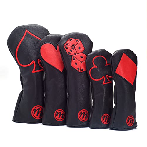 19th Hole Custom Shop Playing Card Applique Fairway Headcovers Suit Black