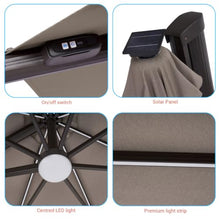 OROTLECT Luxury Shade: 11FT LED Cantilever Umbrella with Solution-Dyed Fabric, Aluminum Frame, and 360° Rotation