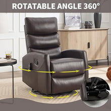 Swivel Rocker Recliner Chair 3-Stage Backrest, Massage & Heat, Faux Leather