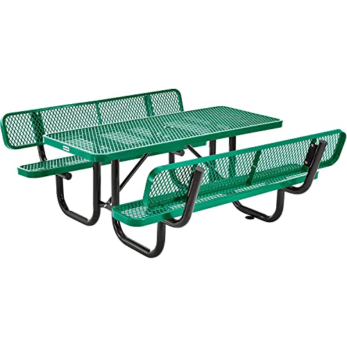 Global Industrial 6'L Rectangular Picnic Table with Backrests, Green