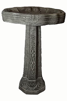 Solid Rock Stoneworks Dogwood Birdbath 27in Tall x 18in Diameter 2pc Pre Aged Grey Color