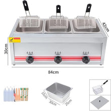 ZXINXIN Gas Fryer Commercial Fryer Steel Commercial Fryer with Splash-Proof Lid and Adjustable Temperature for Frying Food Cooking Triplecylinder10l+10l+10l