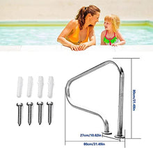 Pool Handrail 304 Stainless Steel Swimming Pool Handrail, Pool Hand Rail for Inground Pools and Spa, 3-Bend Pool Stair Railing, Silver