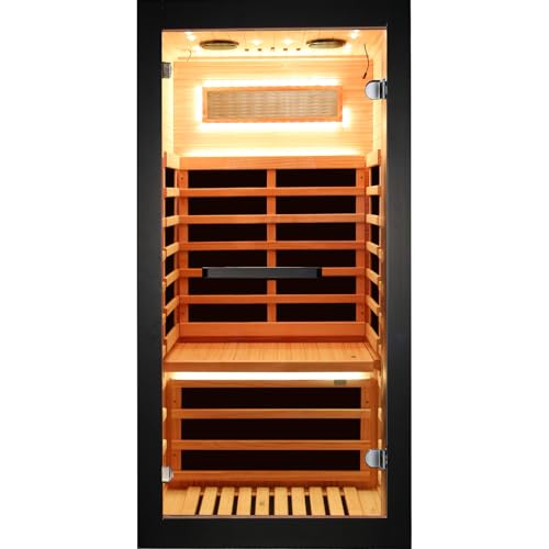 OUTEXER Sauna One Person Far Infrared Saunas Room Chilean Pine Wood 1050W