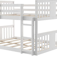 Harper & Bright Designs Full Over Full Low Bunk Bed with Ladder White