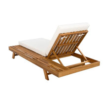 Merax Acacia Wood Chaise Lounge Chair Outdoor Set of 2, Patio Recliner with 4 Position Adjustable Backrest and 4" Thick Double-fold Cushion