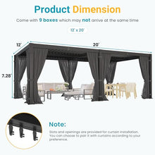 12' x 20' Pergola with Curtain & Adjustable Roof & Aluminum Frame for Patio