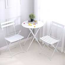 JIQHOHX Patio Bistro Set - Outdoor Patio Furniture Sets - 3 Piece Foldable Patio Table and Chairs for Backyard Lawn Balcony (Antique Green White)