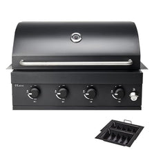 4-Burner Built-In Gas Grill, 30 Inch Super large barbecue area with 48,000 BTUs, Dual Fuel Charcoal & Gas Compatibility,Outdoor Kitchen Temperature Gauge