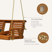 Porchgate Amish Heavy Duty 800 Lb Rollback Console Treated Porch Swing with Hanging Ropes (Cedar Stain)