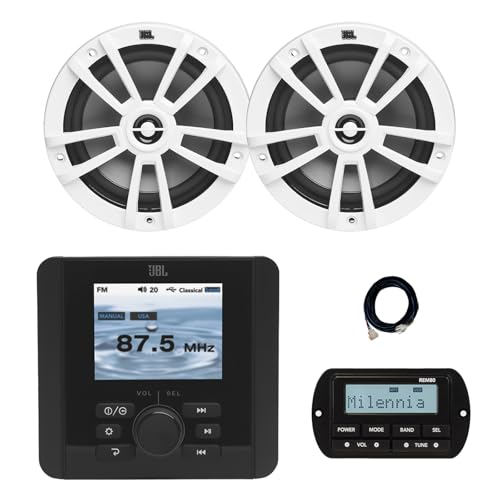 Enrock Marine JBL JAM5000N Bluetooth AM/FM WeatherBand Radio Receiver with Remote & 2x 6.5" Speakers White