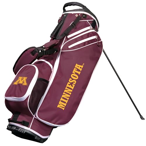 Team Golf NCAA Minnesota Birdie Stand Golf Bag Lightweight 14-Way Club Divider Spring Action Stand Insulated Cooler Pocket Velcro Glove and Umbrella Holder Padded Handles Multi Team Color
