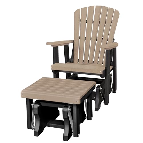 American Furniture Classics Chair and Gliding Glider Ottoman Combo Weatherwood and Black