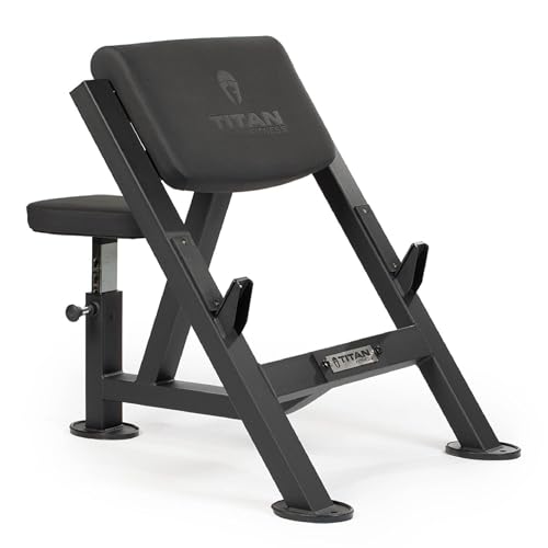 Titan Fitness Seated Preacher Curl Bench Black, Max Load 250 LB, Bicep Curl Support Training