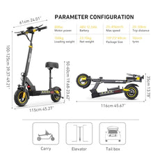 iENYRID Electric Scooter 800W Off-Road 10-Inch Tires, 30 Miles Range Black