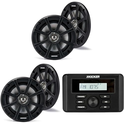 KICKER Marine Gauge-Style Source & 6.5" Powersports Speakers Bundle