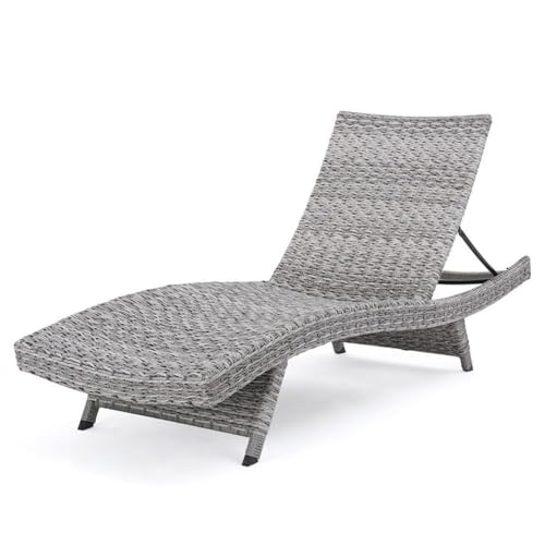 Christopher Knight Home Crete Outdoor Wicker Chaise Lounge Set of 4 Grey