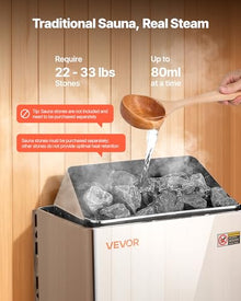 VEVOR Sauna Heater, 9KW 240V Electric Sauna Stove, Dry Steam Bath Saunas Stove with Pre-Drilled Bracket, Fit 317.8 to 459 CU.FT Saunas Rooms, Steam Bath Stoves for Home, Commercial, Leisure Venues