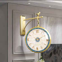 Yioryo Double Sided Wall Clock, Quiet, Easy Read Two Faces Retro Station Clock Antique Hanging Clocks for Garden Home Decor Indoor Outdoor Living Room Study Wall Decoration