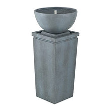 Zen Garden Fountain - 35.5" Gray Polyresin Bowl Water Feature for Patio, Lawn, Birdbath