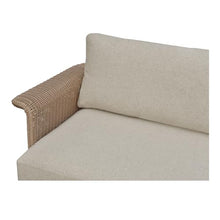 NADAAL STUDIOS Mareth Outdoor Sofa, Tulip Shape, Woven Wicker & Cushioned Seating, Beige - Seats 3