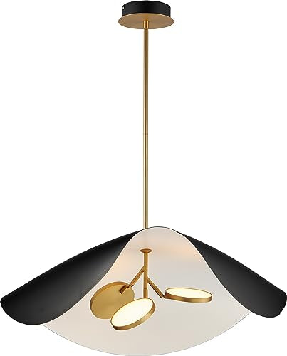 ET2 Lighting Carmen 3-Light Pendant | Black/Gold Finish | Steel Construction | Modern Hanging Pendant Light for Kitchen Islands and Dining Rooms | Adjustable Cord Suspension | E24968-WTBKGLD
