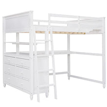Harper & Bright Designs Full Size Loft Bed with Desk and Storage Drawers White