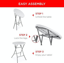 PRO&Family 32 Inch Round Cocktail Table - White, Tall, Foldable, High Top, Outdoor, Bar Height (8)