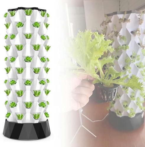 FLTRGO Hydroponics Tower, Indoor Garden Hydroponic Growing System, DIY Soilless Cultivation Garden Tower Aeroponics Growing Kit for Herbs, Fruits and Vegetables,48holes