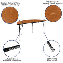 Flash Furniture Emmy Oval Wave Laminate Activity Table Set with Student Stack Chairs Oak