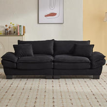 84"Corduroy Loveseat Couch Sofa, 2 People Deep Seat Couch with Pillows Comfy Upholstered Sofa Couches for Small Space,Living Room Bedroom Office Dorm Studio Apartment Love Seat Couche (Black)