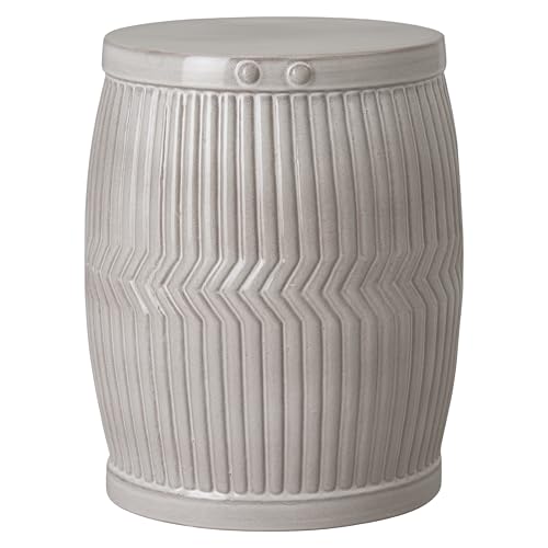 Emissary 22in. H Glossy Glaze Gray Round Stoneware Garden Stool Grey