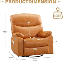 HTERWQEA Power Swivel Recliner with 270° Rotation and Leather Upholstery