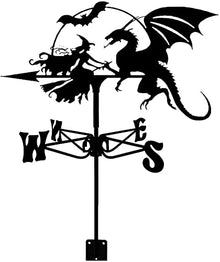 Weather Vane Dragon and Witch Stainless Steel Weathervane Durable Retro Farm Scene Garden Stake Weathercock Measuring Tools for Patio Yard Decoration (Dragon 1) (Angel Blowing The Trumpet)