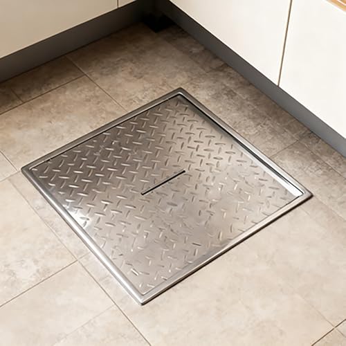 Jievmrs Floor Plumbing Access Panel Customizable, Stainless Steel Inspection Door Water Valves Hidden Cover, Indoor Kitchen Drain Pipe Access Doors(550x850mm(22x34in))