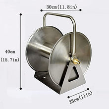 FKTHYO Wall Mount Metal Garden Hose Reel, Portable Stainless Steel Hanger Box for Car Patio Cleaning Yard Farm and Patio