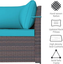 HTERWQEA 12 Piece Patio Furniture Set Outdoor All Weather PE Wicker Sofa and Chairs with 2 Glass Coffee Tables, Conversation for Porch, Garden, Backyard