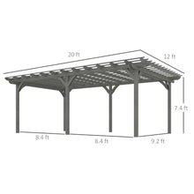 Outsunny 12' x 20' Outdoor Pergola, Wood Gazebo w/Stable Structure Gray