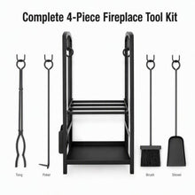 DFTDFYXY Firewood Rack with 4-Pcs Fireplace Tools Set, Heavy-Duty Steel
