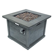 Christopher Knight Home Ellington Outdoor Square Gas Fire Pit, Grey with Wood Pattern