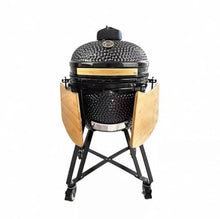 20 Inch Egg Shape Ceramic BBQ Grill, Kamado Grill Pizza Oven for Outdoor Garden Patio(Black)