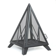 Deko Living Outdoor Steel Pyramid Wood Burning Fire Pit with Black Powder Finish, Spark Screen, Poker Tool, and Protective Storage Cover